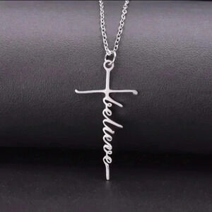 Believe God Jesus Cross Necklace